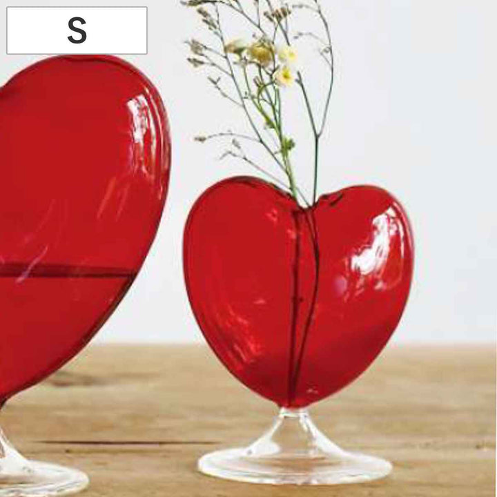 花瓶ガラスハートフラワーベースS