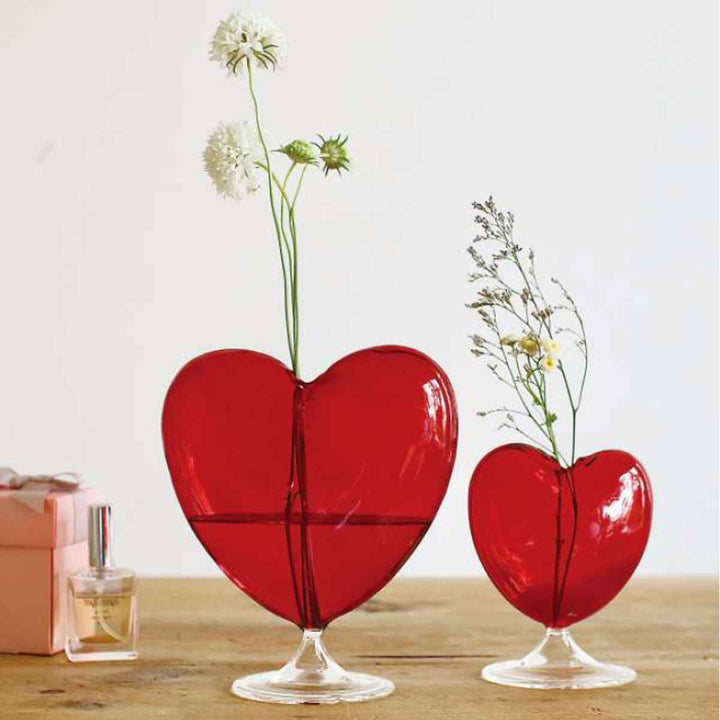 花瓶ガラスハートフラワーベースS