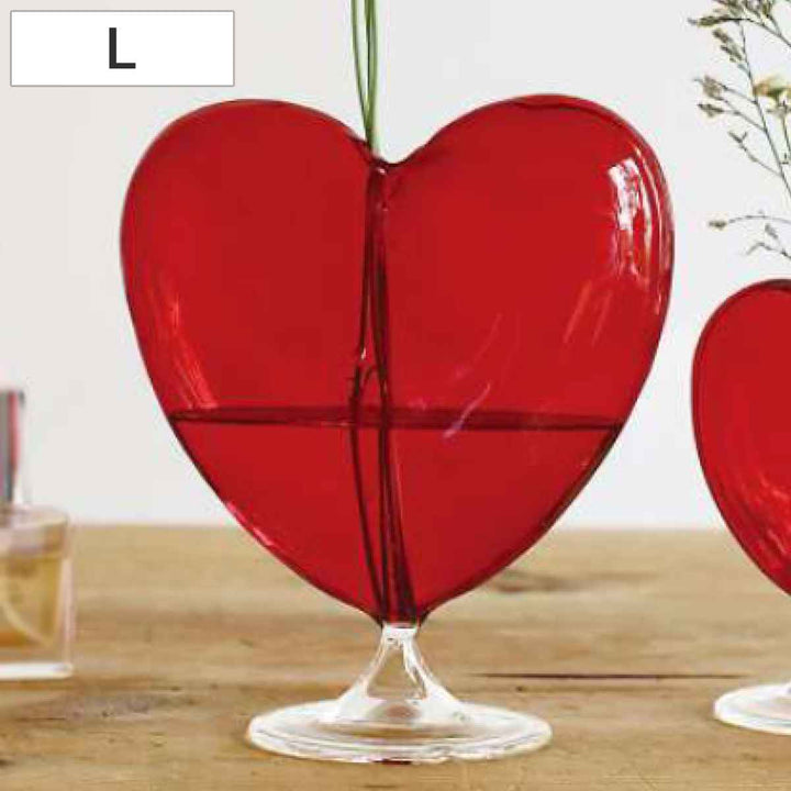 花瓶ガラスハートフラワーベースL