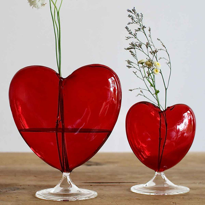 花瓶ガラスハートフラワーベースL