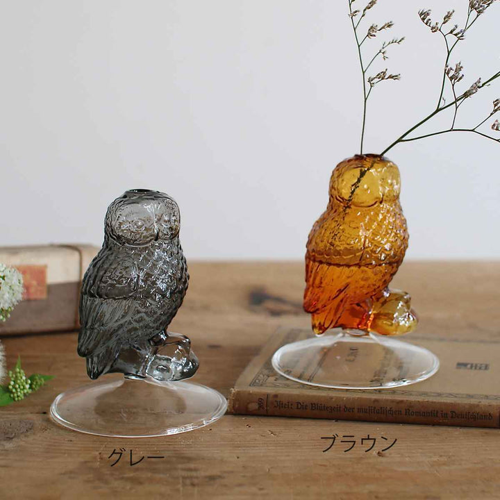 花瓶ガラスフクロウベース
