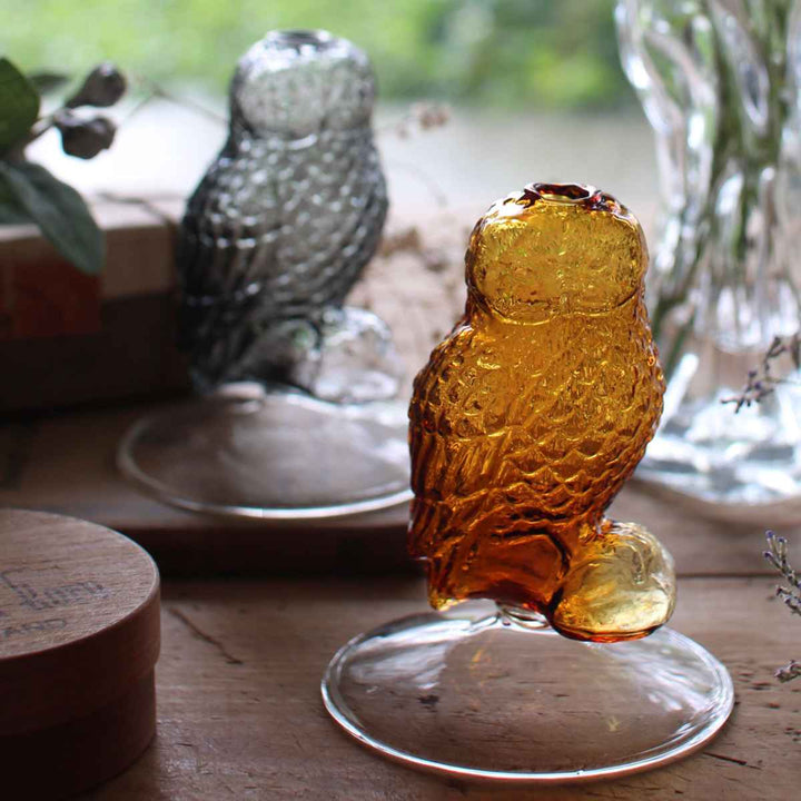 花瓶ガラスフクロウベース