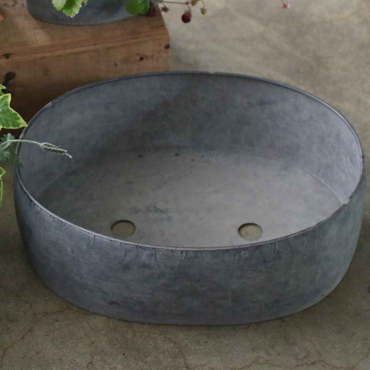 鉢ブリキプランターオーバルL