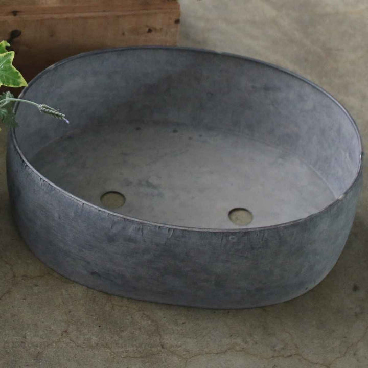 鉢ブリキプランターオーバルXL