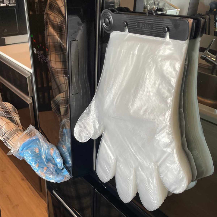 ビニール手袋ワンタッチポリエチ手袋100枚入り