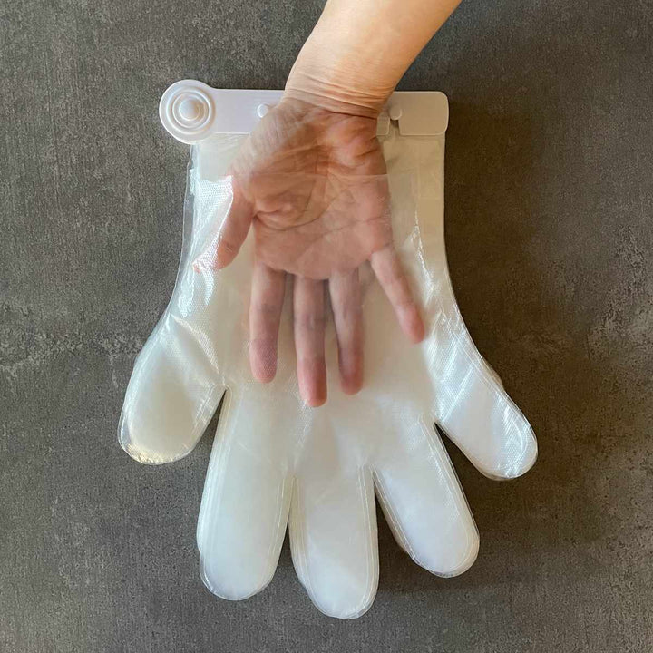 ビニール手袋ワンタッチポリエチ手袋100枚入り