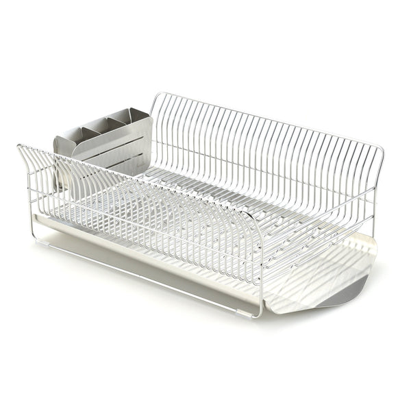 水切りラックhanautaハナウタ横置き縦置きカトラリーポケット付シルバー