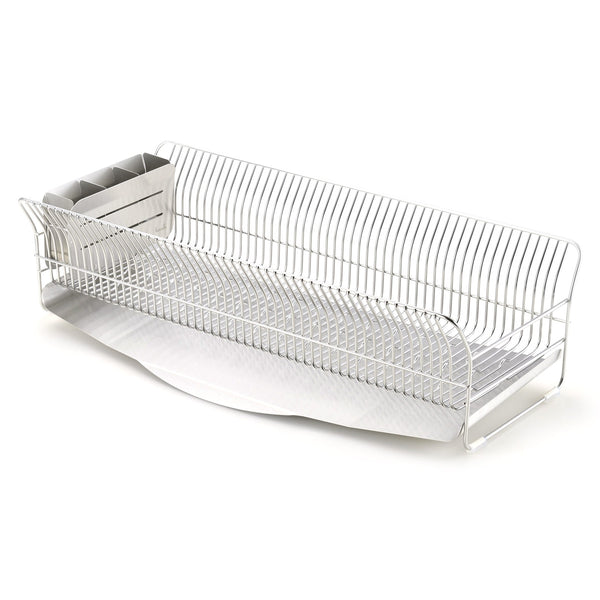 水切りラックhanautaハナウタ縦置きロングカトラリーポケット付シルバー