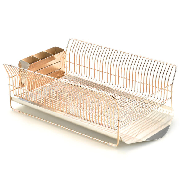 水切りラックhanautaハナウタ横置き縦置きカトラリーポケット付ローズゴールド