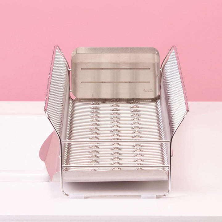 水切りラックhanautaハナウタ縦置きロングカトラリーポケット付ローズゴールド