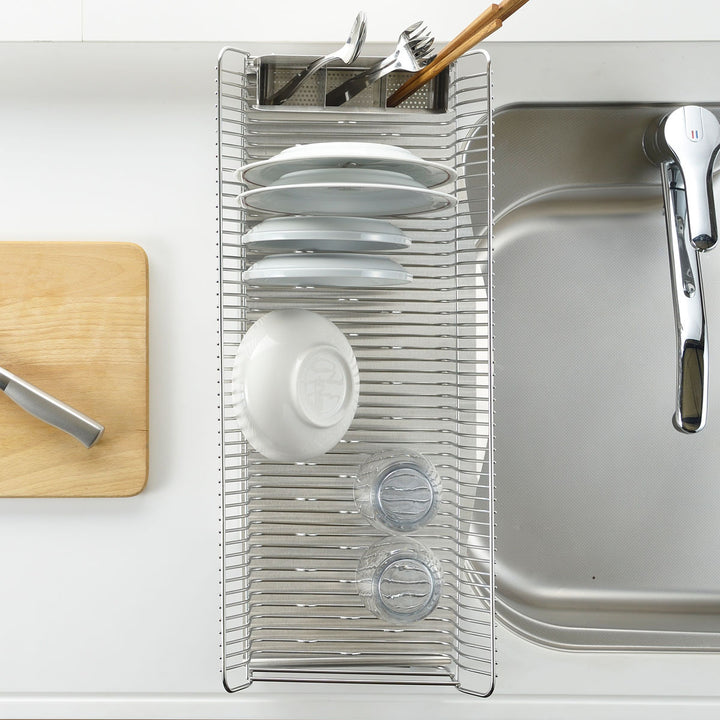 水切りラックhanautaハナウタ縦置きロングカトラリーポケット付ローズゴールド