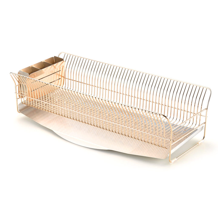 水切りラックhanautaハナウタ縦置きロングカトラリーポケット付ローズゴールド