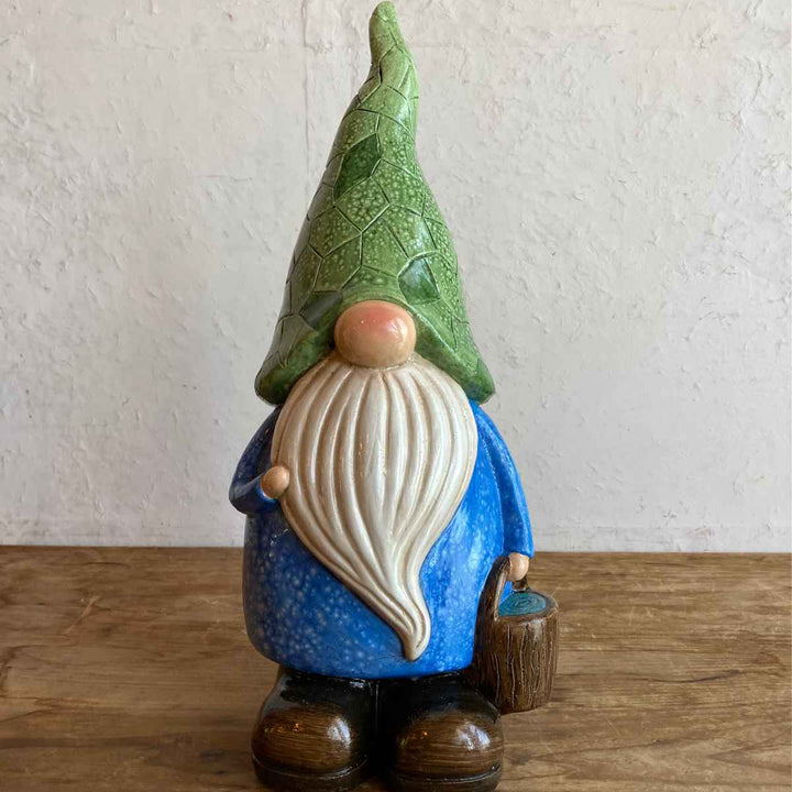 ガーデンノームグリーンハット置物