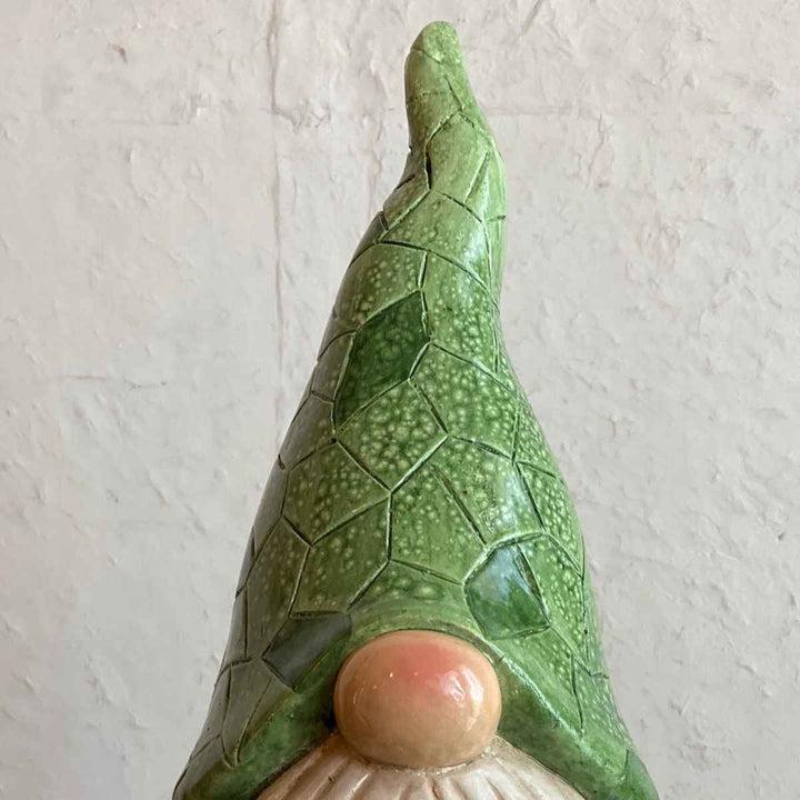 ガーデンノームグリーンハット置物