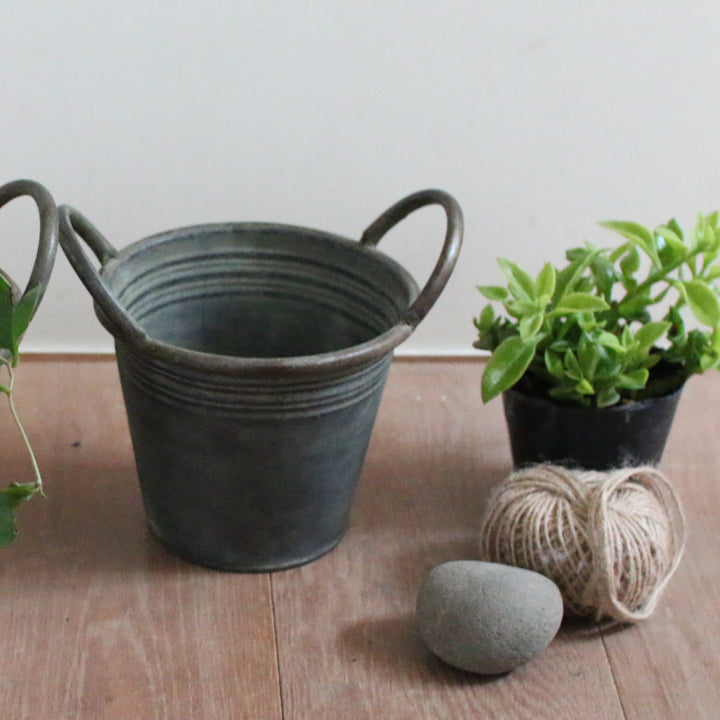 植木鉢ブリキハンドルポットS