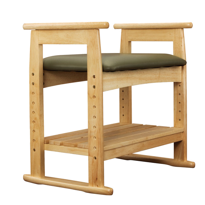 肘付スツールナチュラル高さ調節式