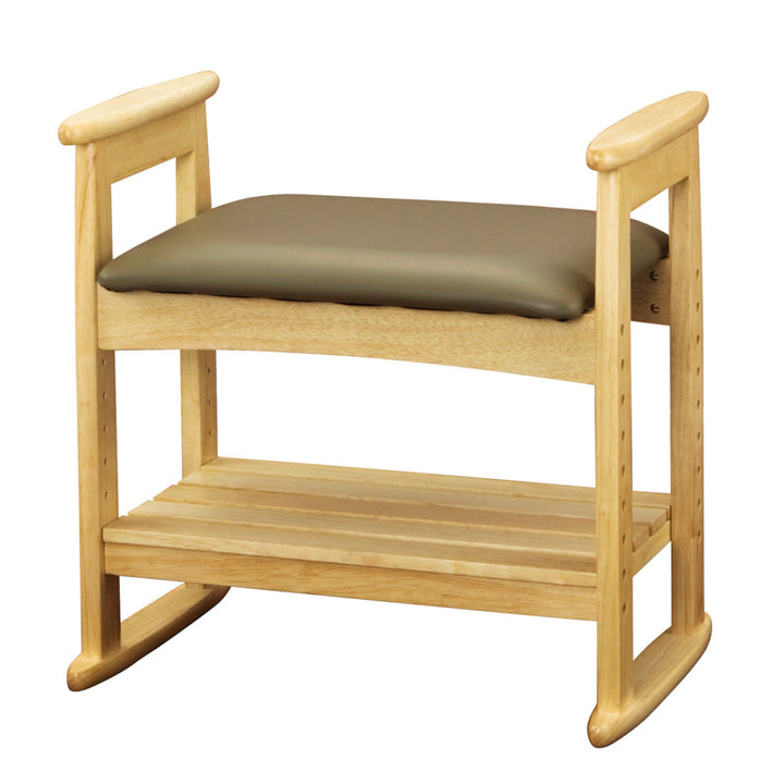 肘付スツールナチュラル高さ調節式