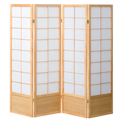 和風衝立 4連 折りたたみ 高さ150cm 天然木 完成品 不織布