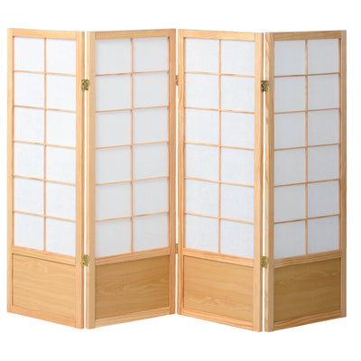 和風衝立 4連 折りたたみ 高さ120cm 天然木 完成品 不織布