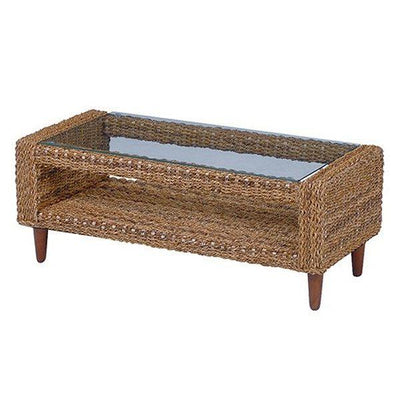 ローテーブル 幅100cm ガラス天板 アバカ素材 完成品 グランツ