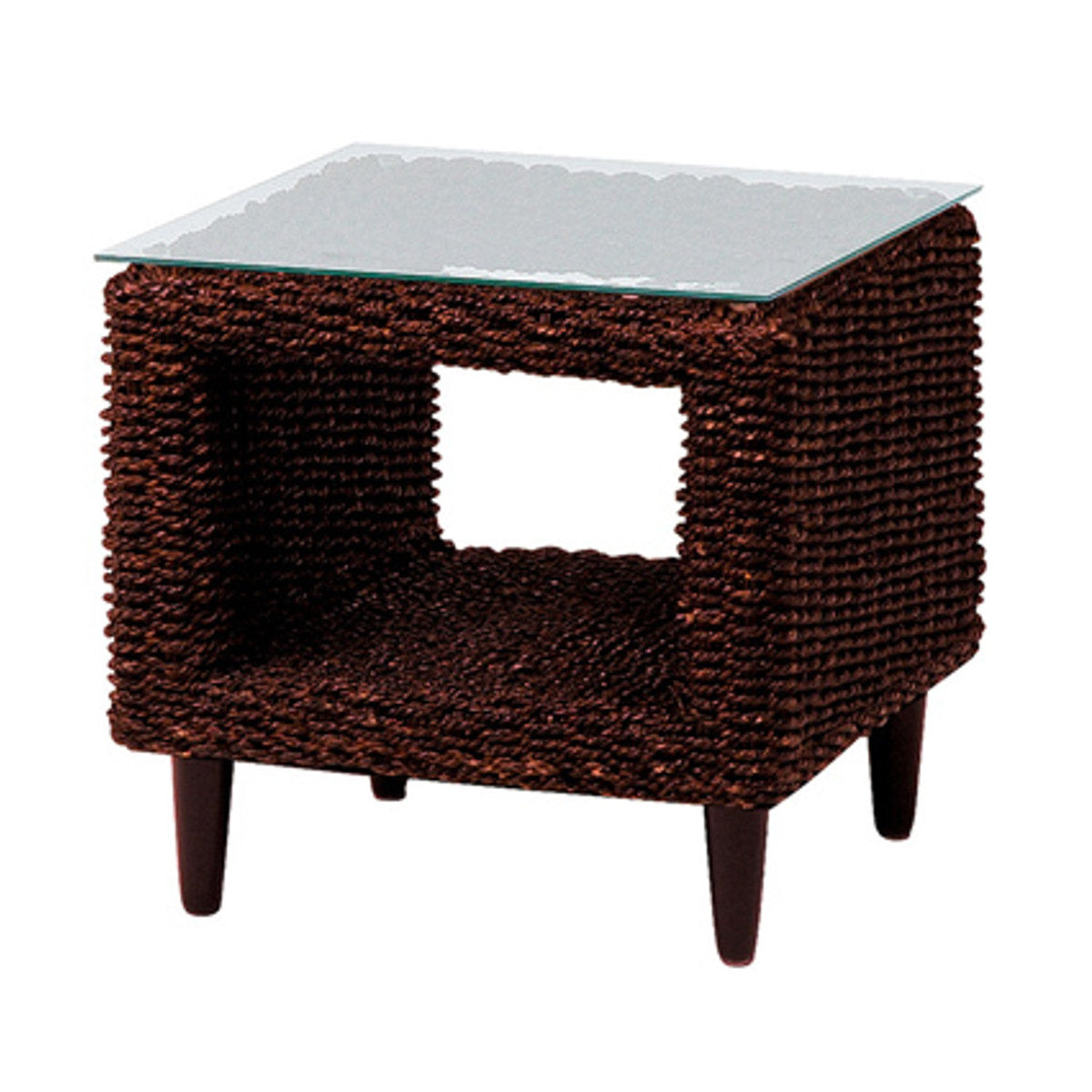 サイドテーブル 幅50cm ガラス天板 アバカ素材 完成品 グランツ – ハウジー