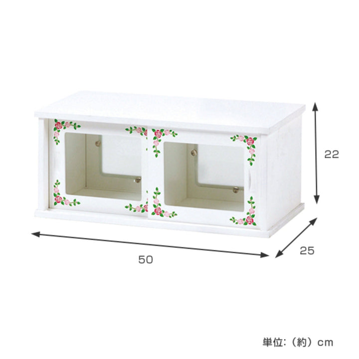 ガラスケースアンティーク調カウンター上収納花柄幅50cm