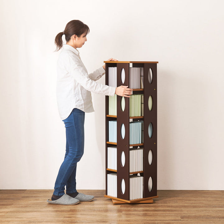 回転式コミックラック5段高さ120cmコミック本約200冊収納完成品