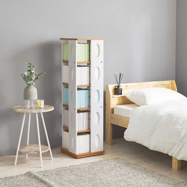 回転式コミックラック5段高さ120cmコミック本約200冊収納完成品