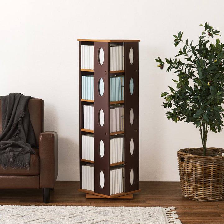 回転式コミックラック5段高さ120cmコミック本約200冊収納完成品