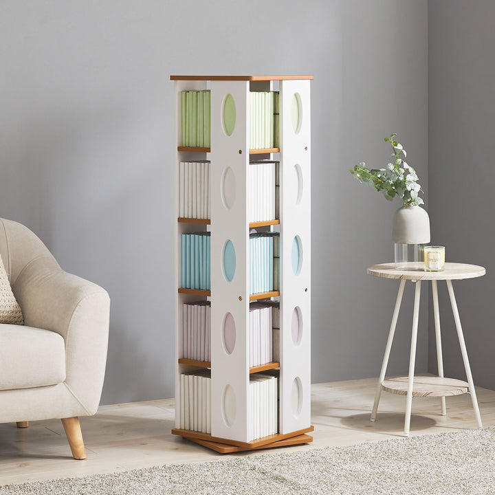 回転式コミックラック5段高さ120cmコミック本約200冊収納完成品