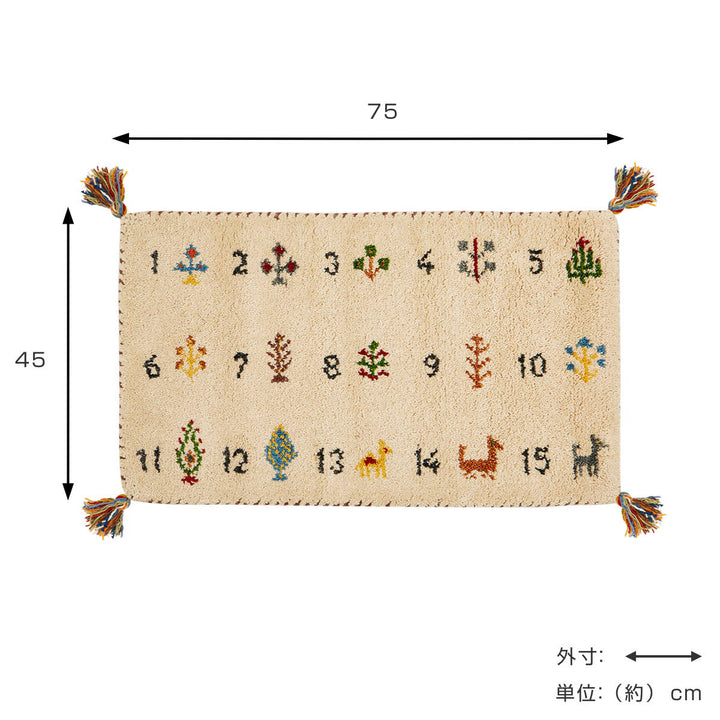 玄関マット室内GABBEHヌメロ45×75