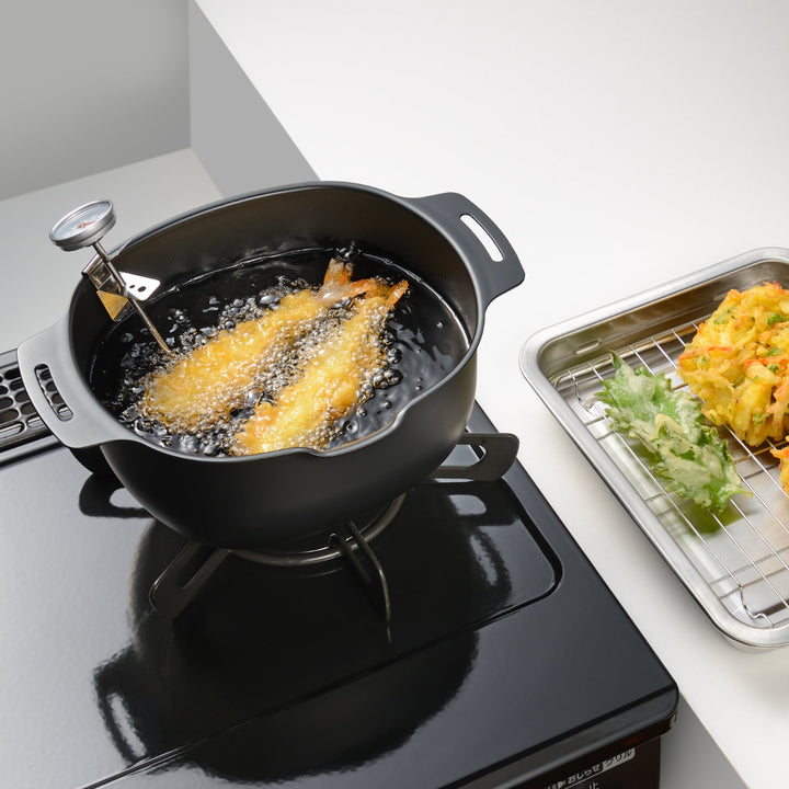 天ぷら鍋20cmIH対応燕三鉄製揚げ鍋温度計付き日本製