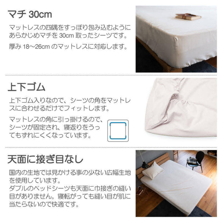 ボックスシーツFabtheHomeシングルコットンビエラ綿100％洗濯機OK