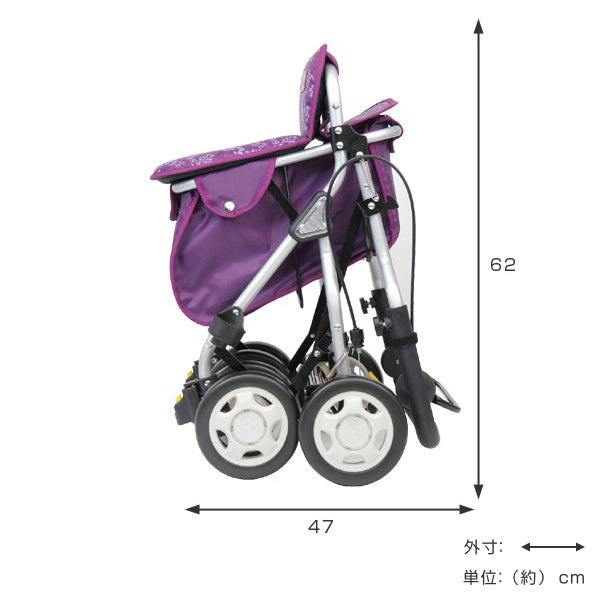 シルバーカー花柄ミドルタイプアルミ製