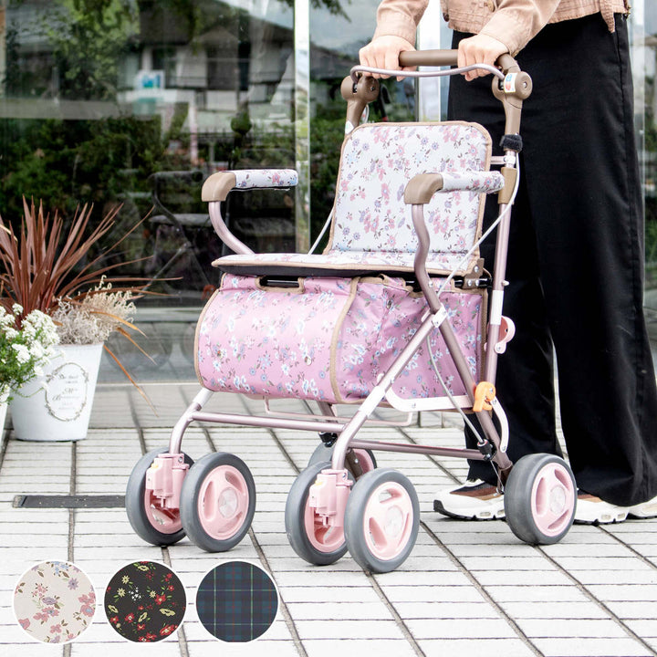 シルバーカーエヴォーク小物入れ付き座れるアルミ製カート高さ調節可能歩行補助