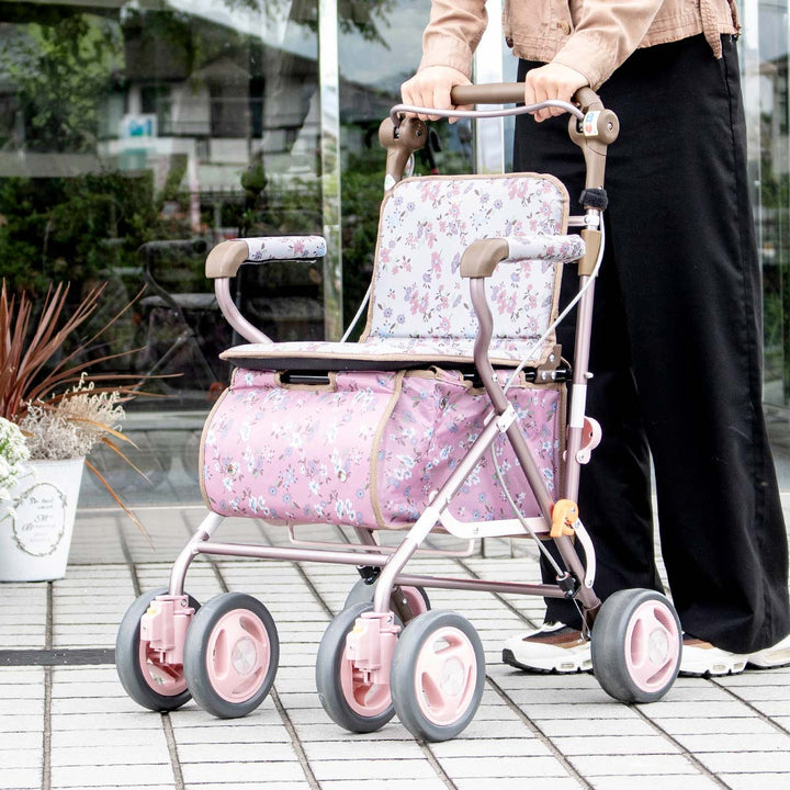 シルバーカーエヴォーク小物入れ付き座れるアルミ製カート高さ調節可能歩行補助