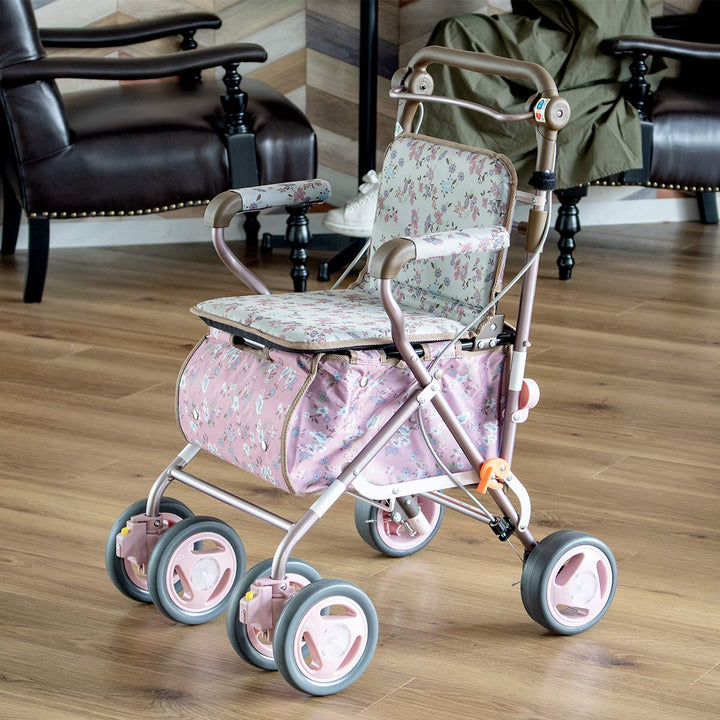 シルバーカーエヴォーク小物入れ付き座れるアルミ製カート高さ調節可能歩行補助