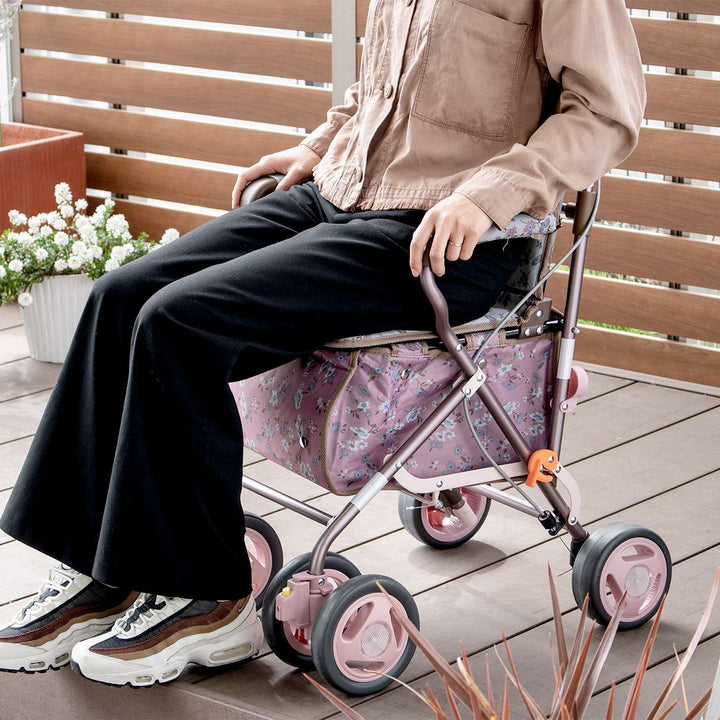 シルバーカーエヴォーク小物入れ付き座れるアルミ製カート高さ調節可能歩行補助