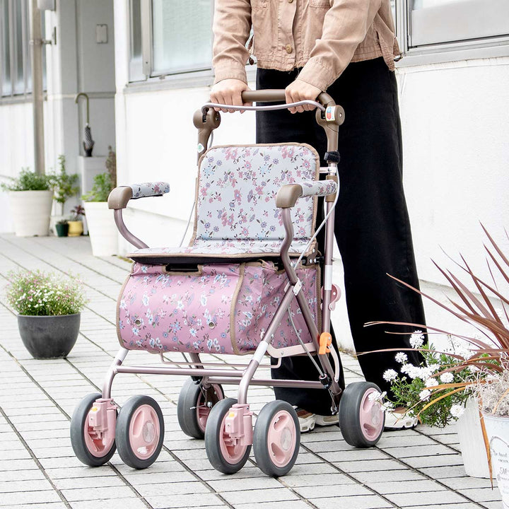 シルバーカーエヴォーク小物入れ付き座れるアルミ製カート高さ調節可能歩行補助