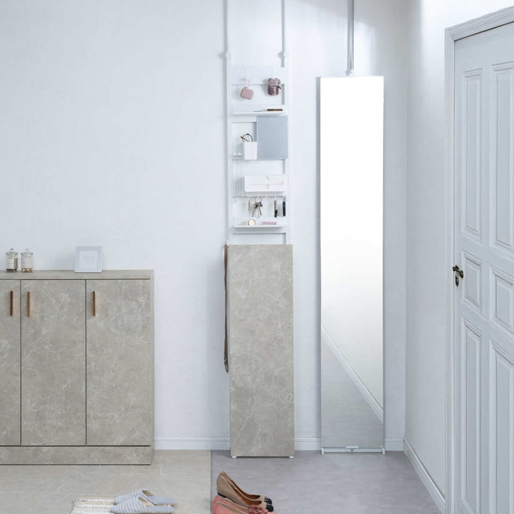 突っ張り玄関収納ラダーラック幅30cm傘立て