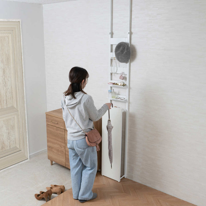 突っ張り玄関収納ラダーラック幅30cm傘立て