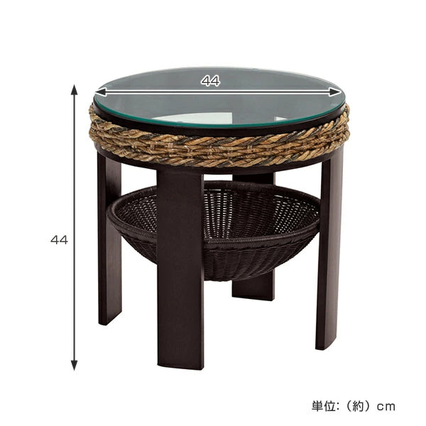 ローテーブル 直径44cm 丸型 アジアン家具 Banana Leaf – ハウジー