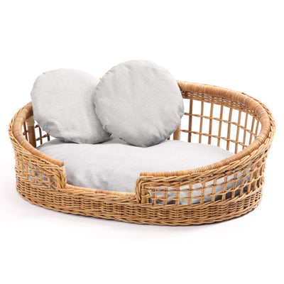 籐 ペットベッド 幅73cm クッション付 ラタン製 Natural rattan