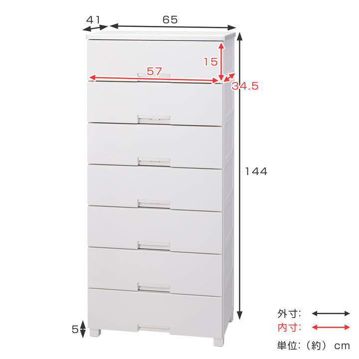 チェストフィッツチェスト65077段Fits幅65×奥行41×高さ144cm