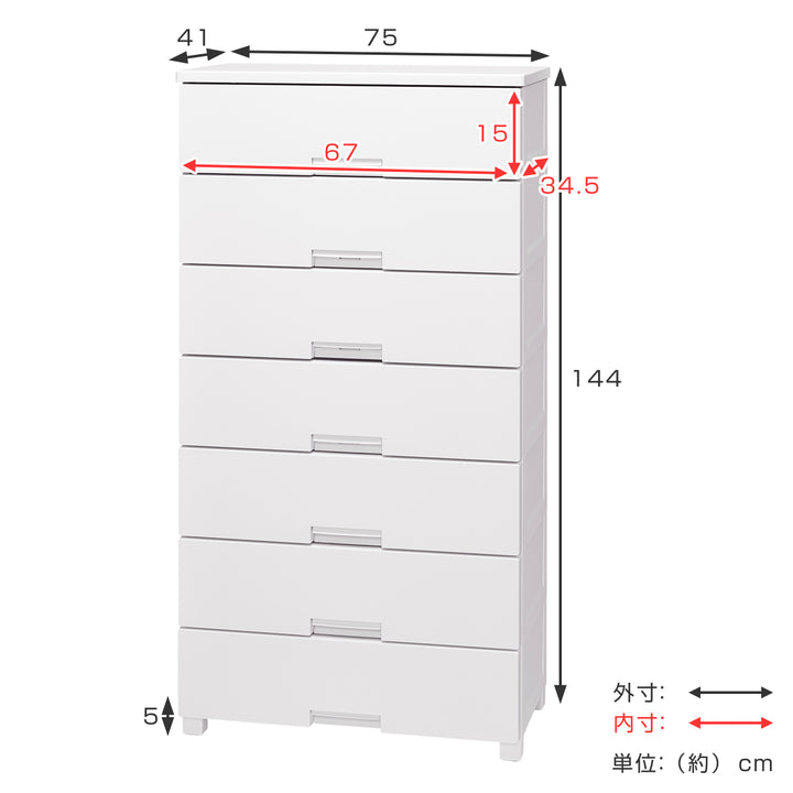チェストフィッツチェスト75077段Fits幅75×奥行41×高さ144cm