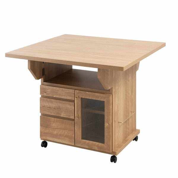 キッチンワゴン幅89.5cm天板折りたたみ両バタ日本製完成品