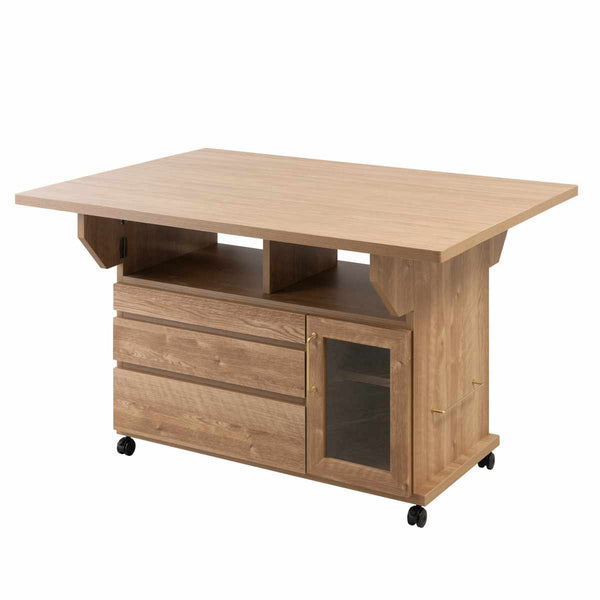 キッチンワゴン幅119.5cm天板折りたたみ両バタ日本製完成品