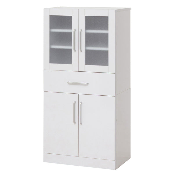 食器棚幅60cm高さ120cmメラミンすりガラス背面化粧