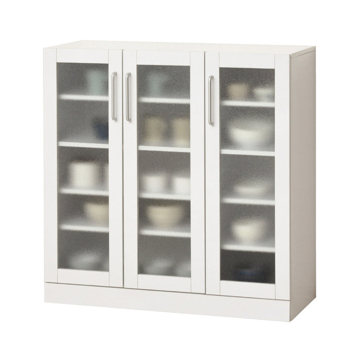 食器棚幅89.5cm高さ90cmメラミンすりガラス背面化粧