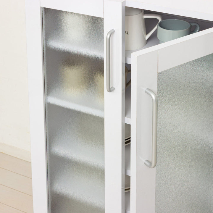 食器棚幅89.5cm高さ90cmメラミンすりガラス背面化粧